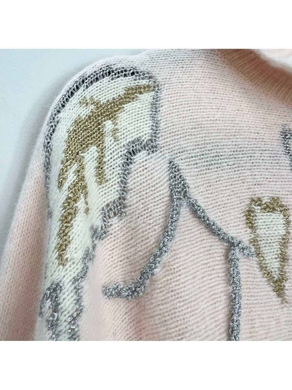 Vintage L'Ultima pale pink fuzzy Angora bat wing dolman sleeve sweater - Picture 10 of 12
